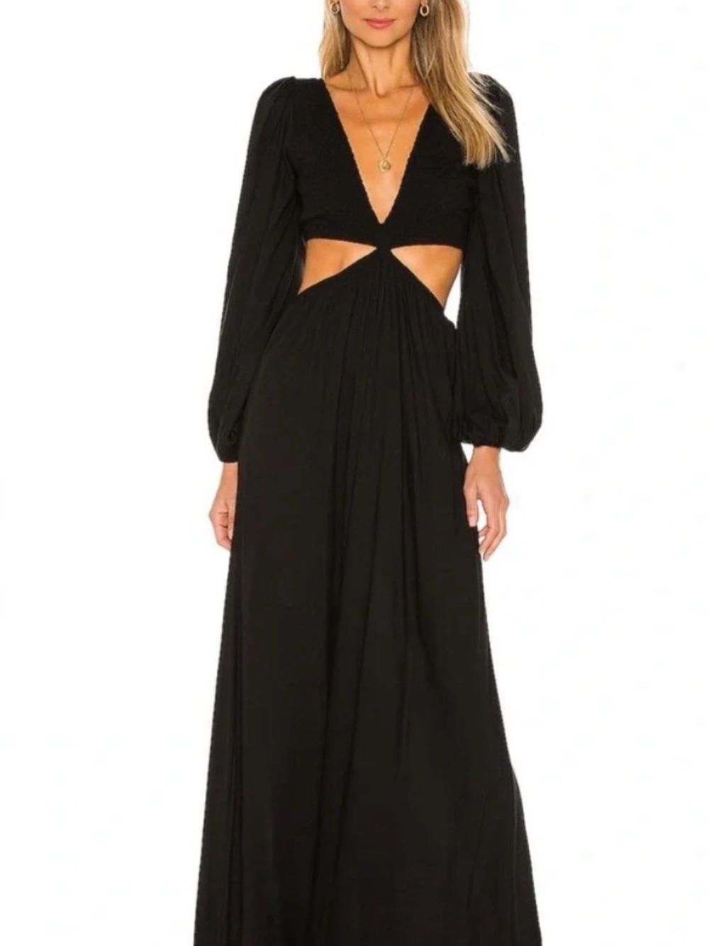 Revolve Julie Solid Ruched Bodice Cutaway Maxi Dress in Black